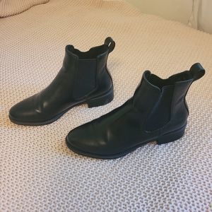Black Faux Leather Chelsea Boots